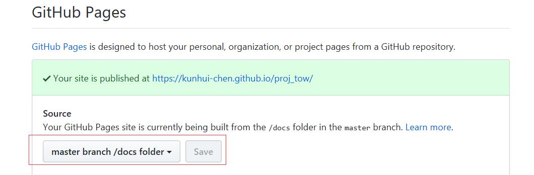 GitHub Pages setting